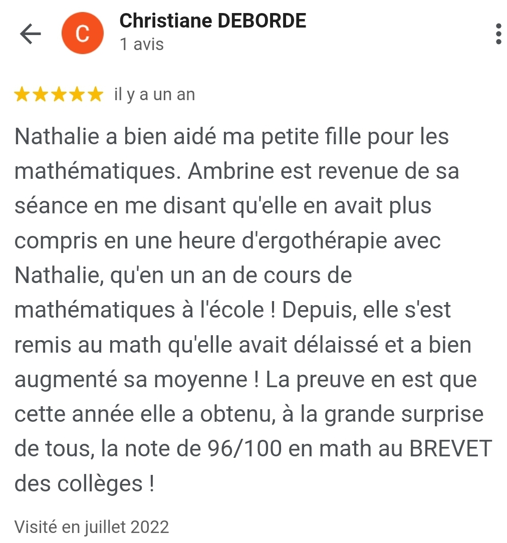 Avis ergothérapeute Nathalie Chiesa